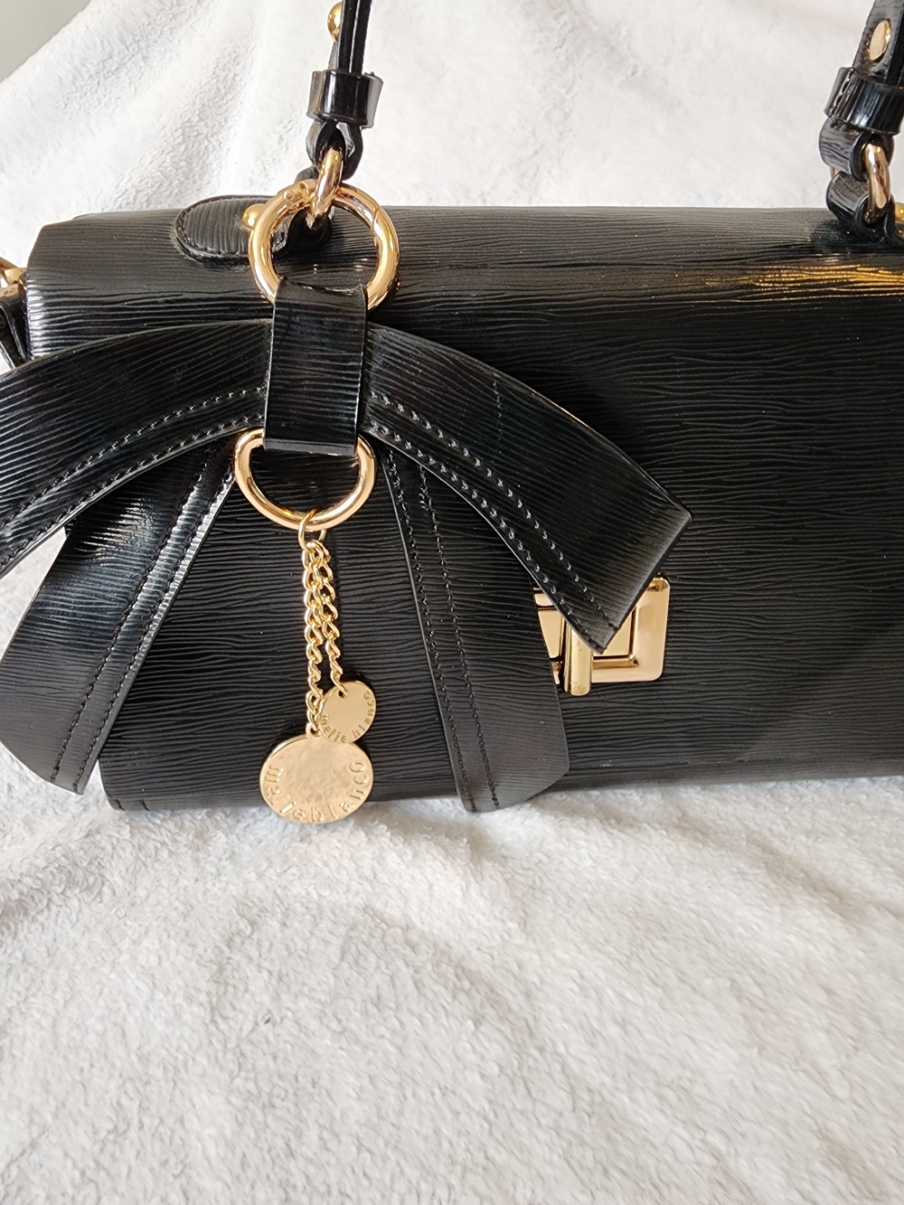Melie Bianco Black Structured Bow Accent Satchel - Women Bags - Picture 5 of 9